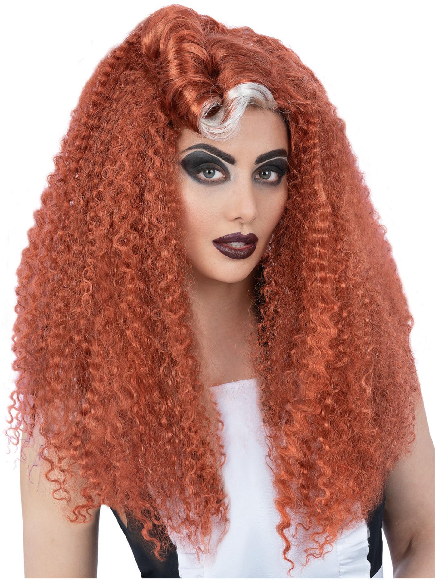 Smiffys Magenta Perue Rocky Horror Show lang gewellt mit Victory Roll fuer Damen