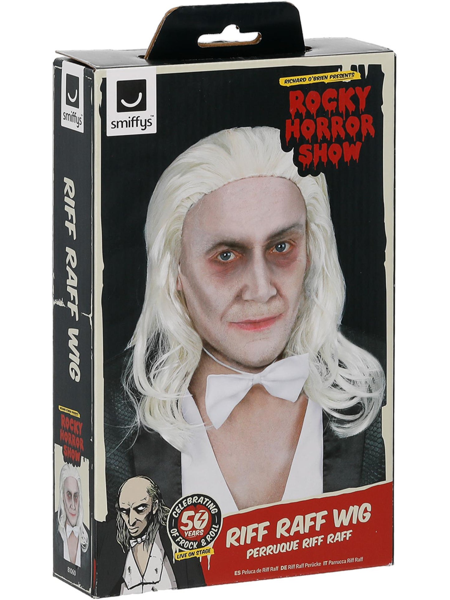 Smiffys Rocky Horror Show Riff Raff Perue blond schulterlang fuer Herren – Detailansicht