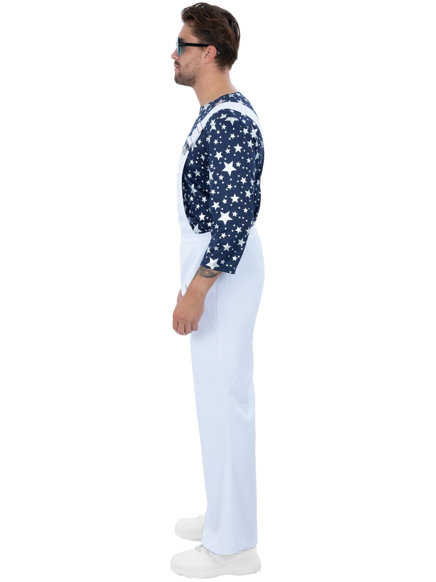 Smiffys Elton John Rocket Man Kostüm blau mit Dungarees und Top – Detailansicht