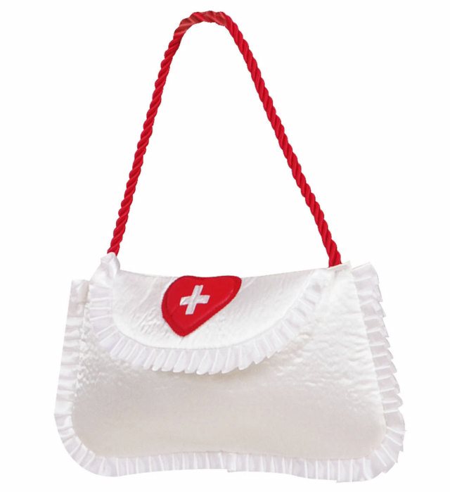 Krankenschwester-Tasche aus glänzendem Satin als Kostümzubehör