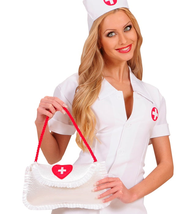 Krankenschwester-Tasche aus glänzendem Satin als Kostümzubehör