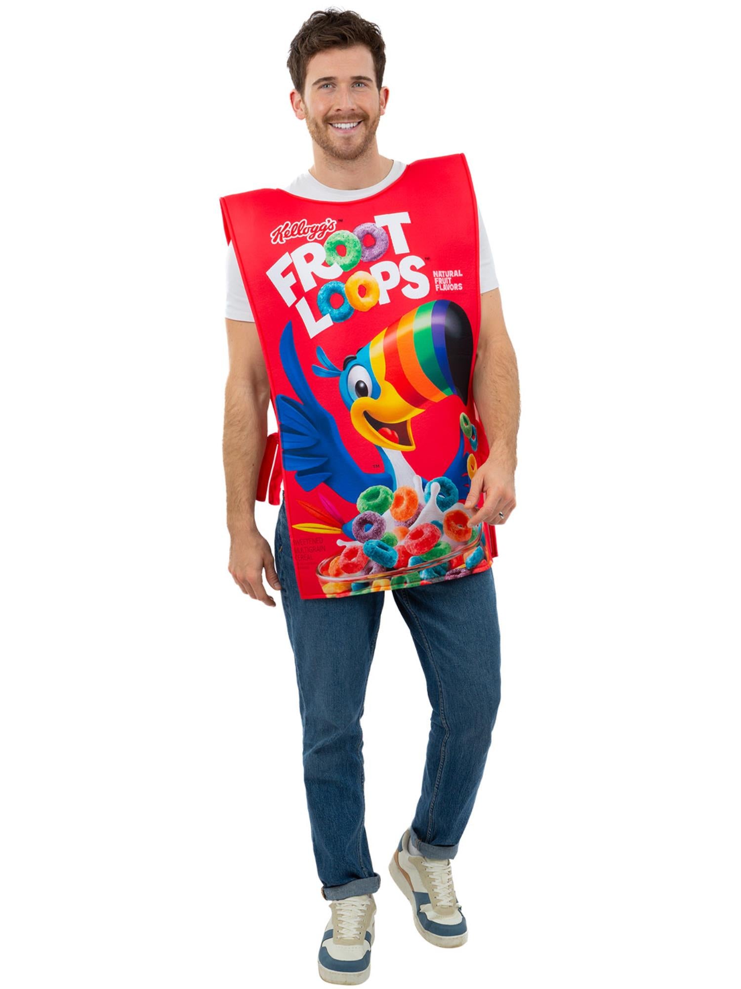 Smiffys Kellogg's Froot Loops Cereal Box Kostüm als rotes Unisex-Tabard für Erwachsene