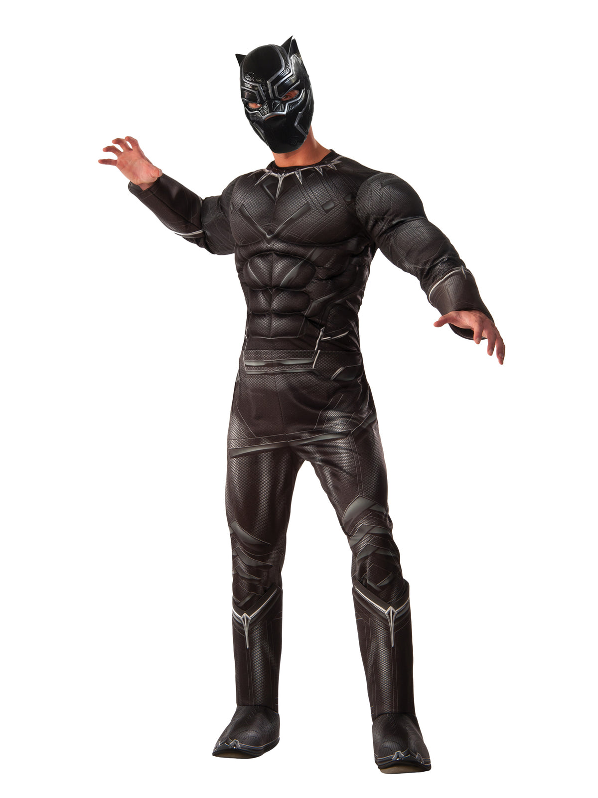 Rubies DLX Black Panther Kostüm für Erwachsene mit 3D-Muskelbrust-Overall und Maske