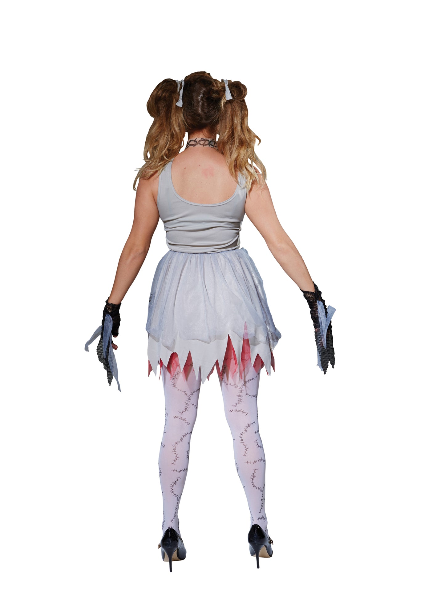 Rubies Dead Doll Kostüm für Damen mit Kleid, Glovelettes und Choker – Detailansicht