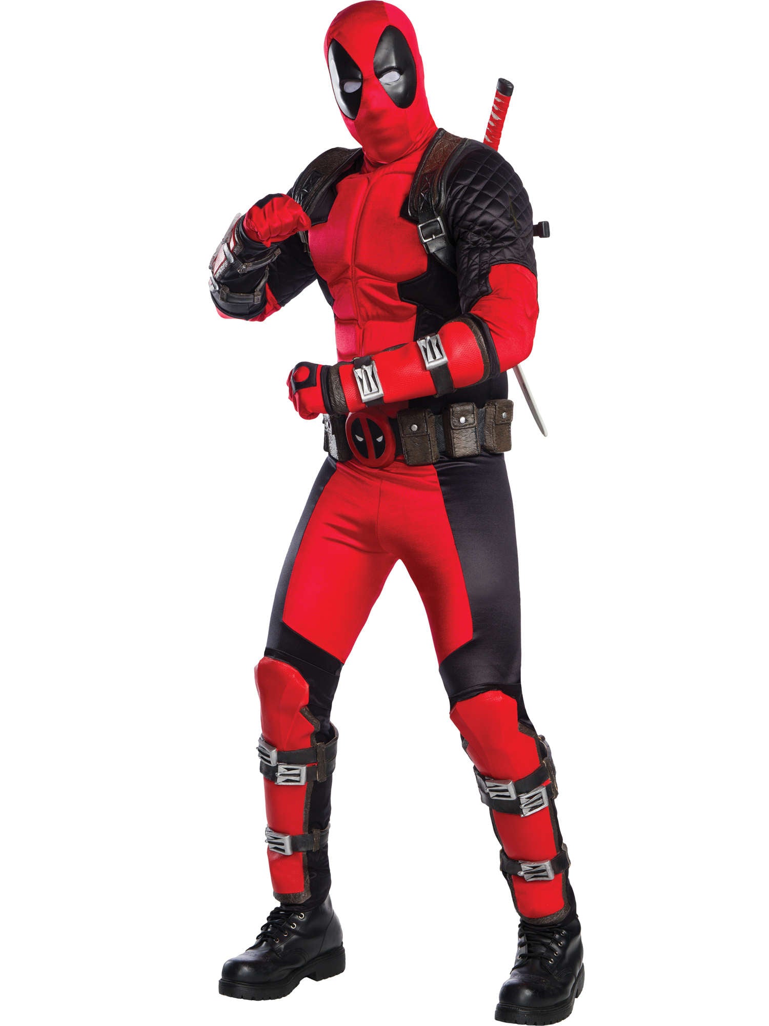 Rubies Deadpool Collector's Edition Kostüm für Herren mit Overall und Zubehör – Produktansicht