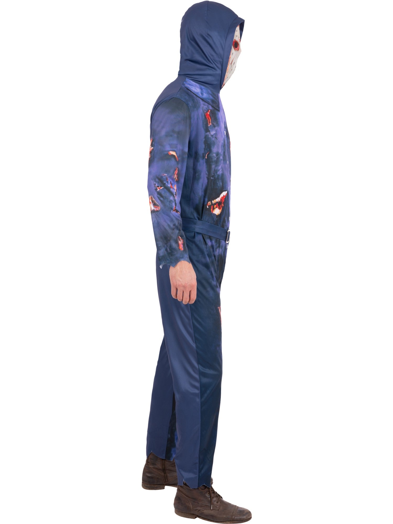 Smiffys Friday the 13th Jason Voorhees Boiler-Suit-Kostüm mit Kapuze – Seitenansicht