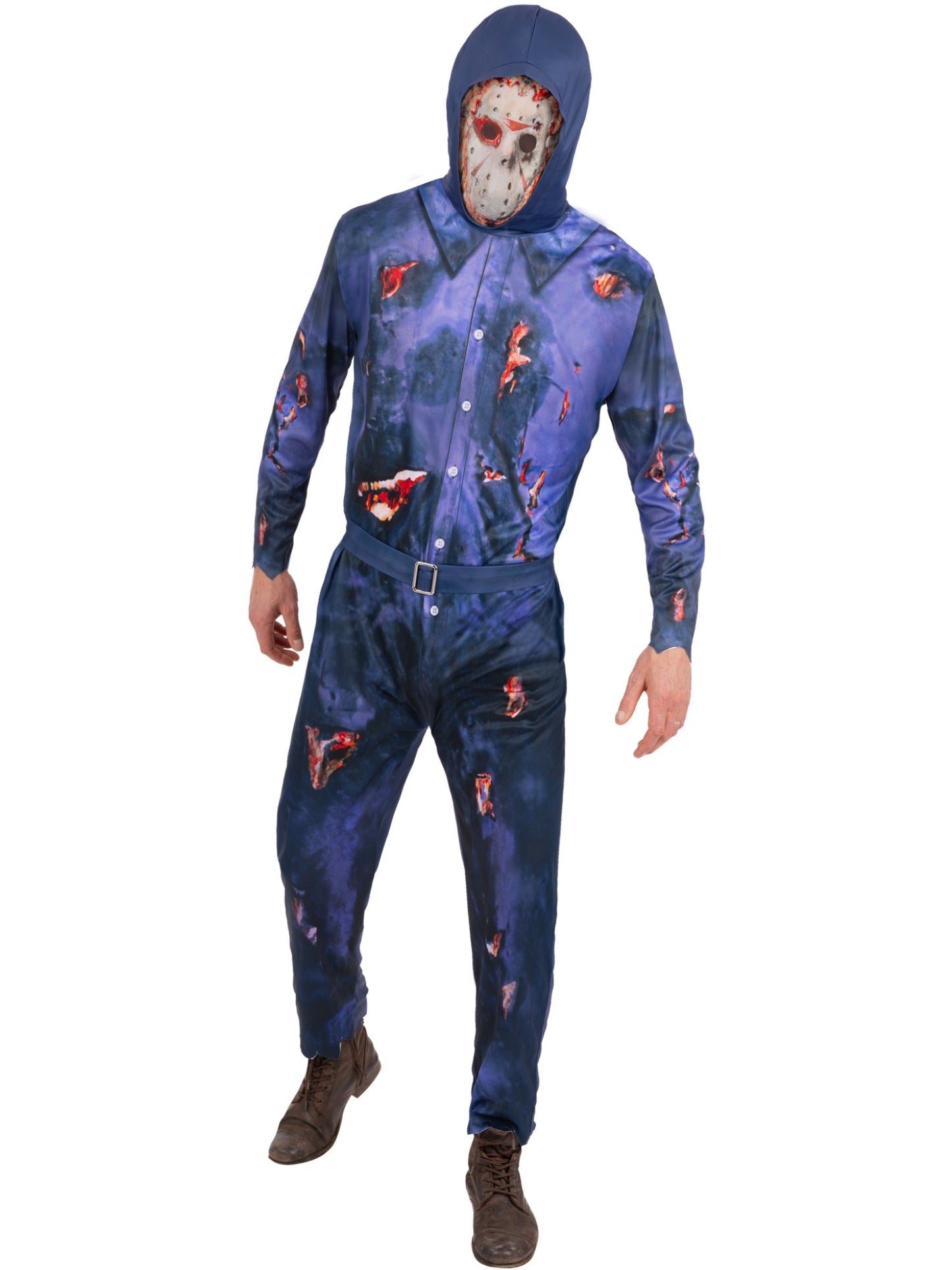 Smiffys Friday the 13th Jason Voorhees Boiler-Suit-Kostüm mit Kapuze – Produktansicht