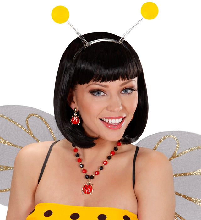 Gelber Haarreif mit zwei witzigen Antennen für Fasnacht und Karneval