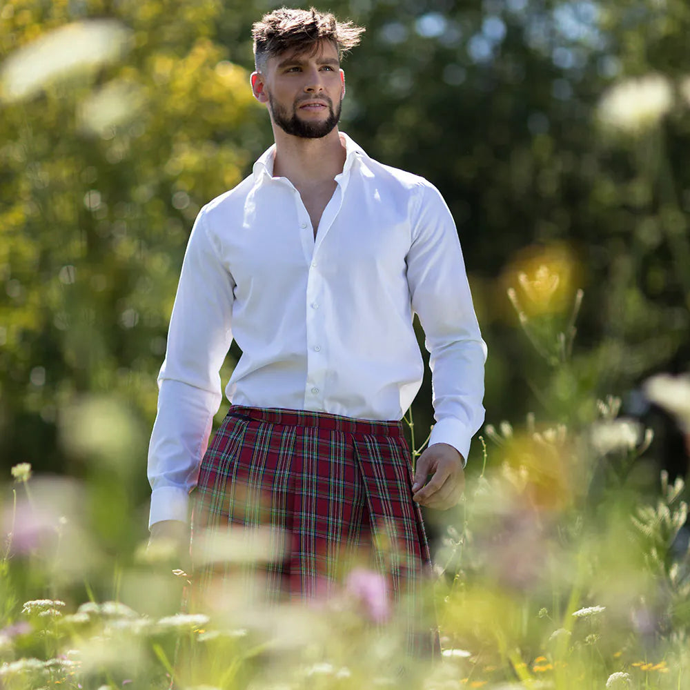 Boland Rot Tartan Kilt – Herren Festival Kilt Größe M/L