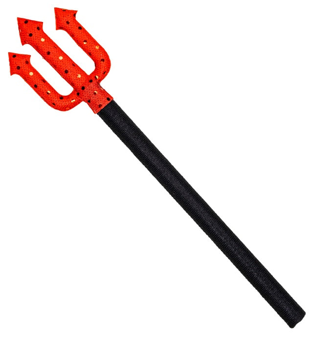 Teufelsdreizack mit roten Pailletten 38 cm für Halloween und Fasnacht