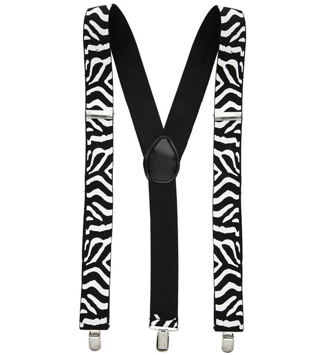 Elastische Zebra-Hosenträger mit schwarzem und weißem Streifenmuster