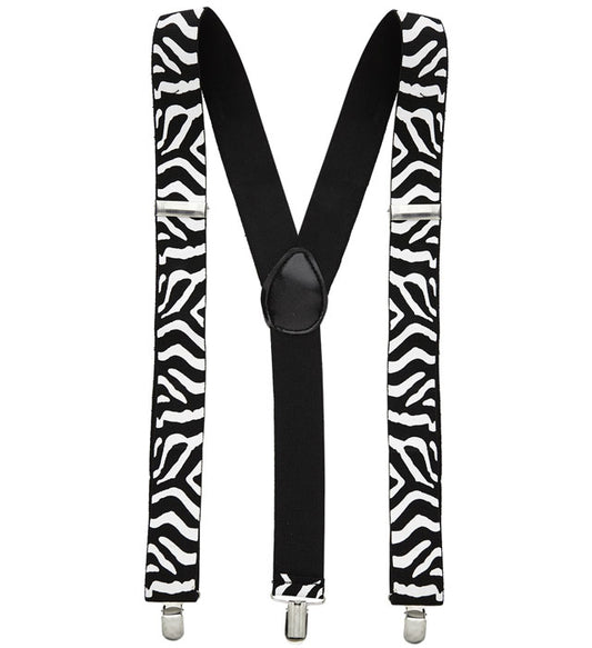 Elastische Zebra-Hosenträger mit schwarzem und weißem Streifenmuster