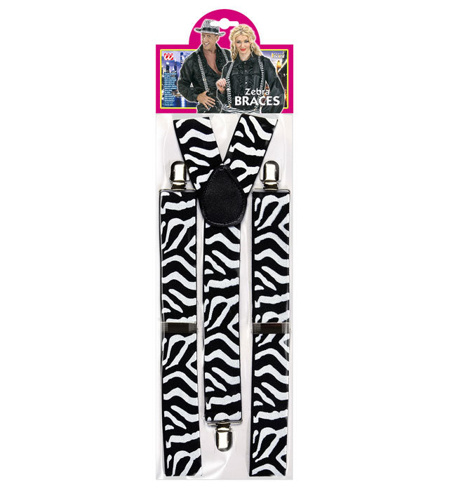 Elastische Zebra-Hosenträger mit schwarzem und weißem Streifenmuster