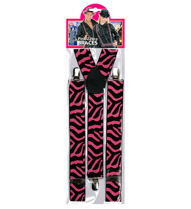 Pink zebrierte Hosenträger als auffälliges Kostümzubehör