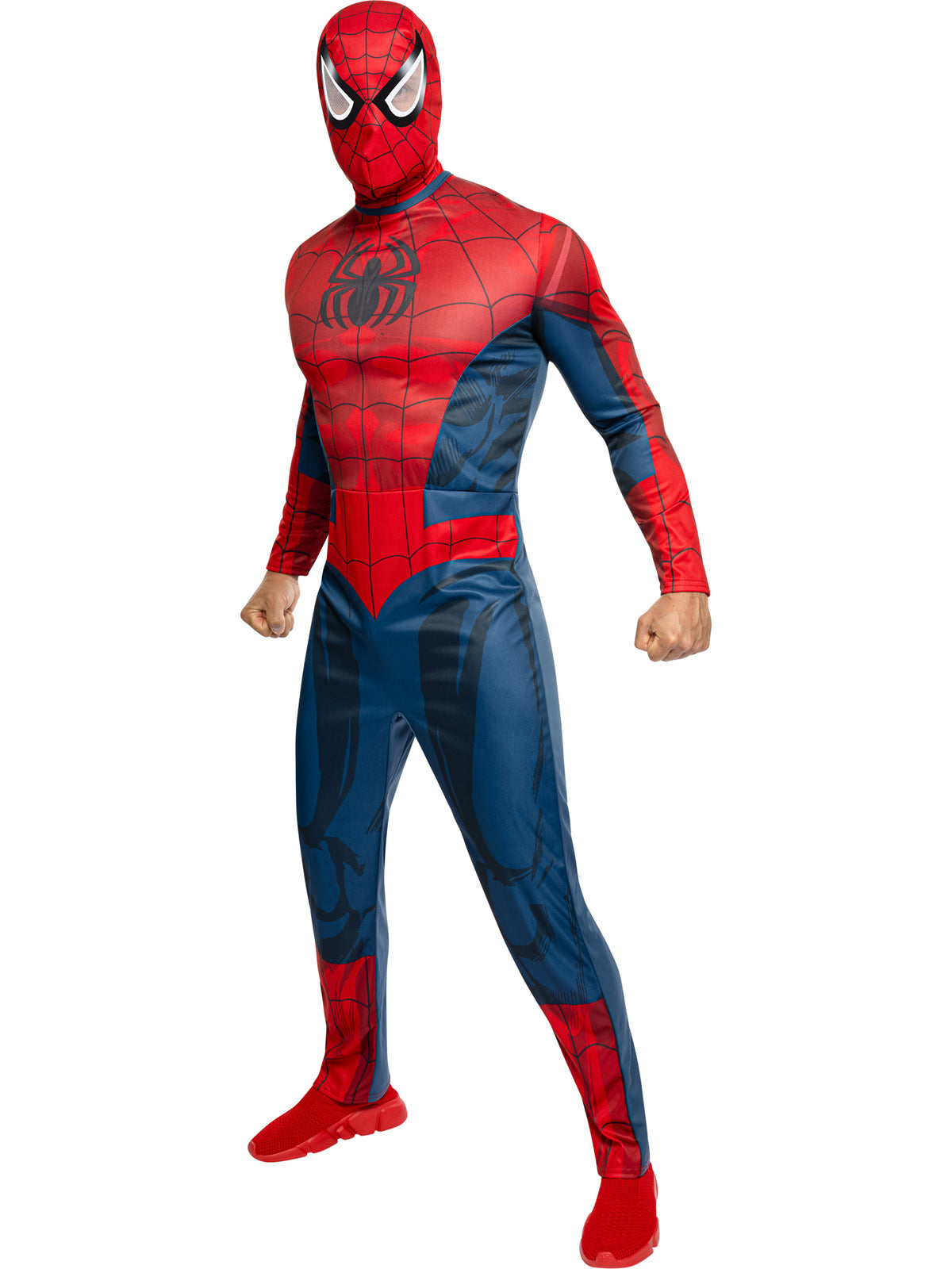 Rubies Spider-Man Kostüm für Herren mit bedrucktem Overall und Snood – Produktansicht