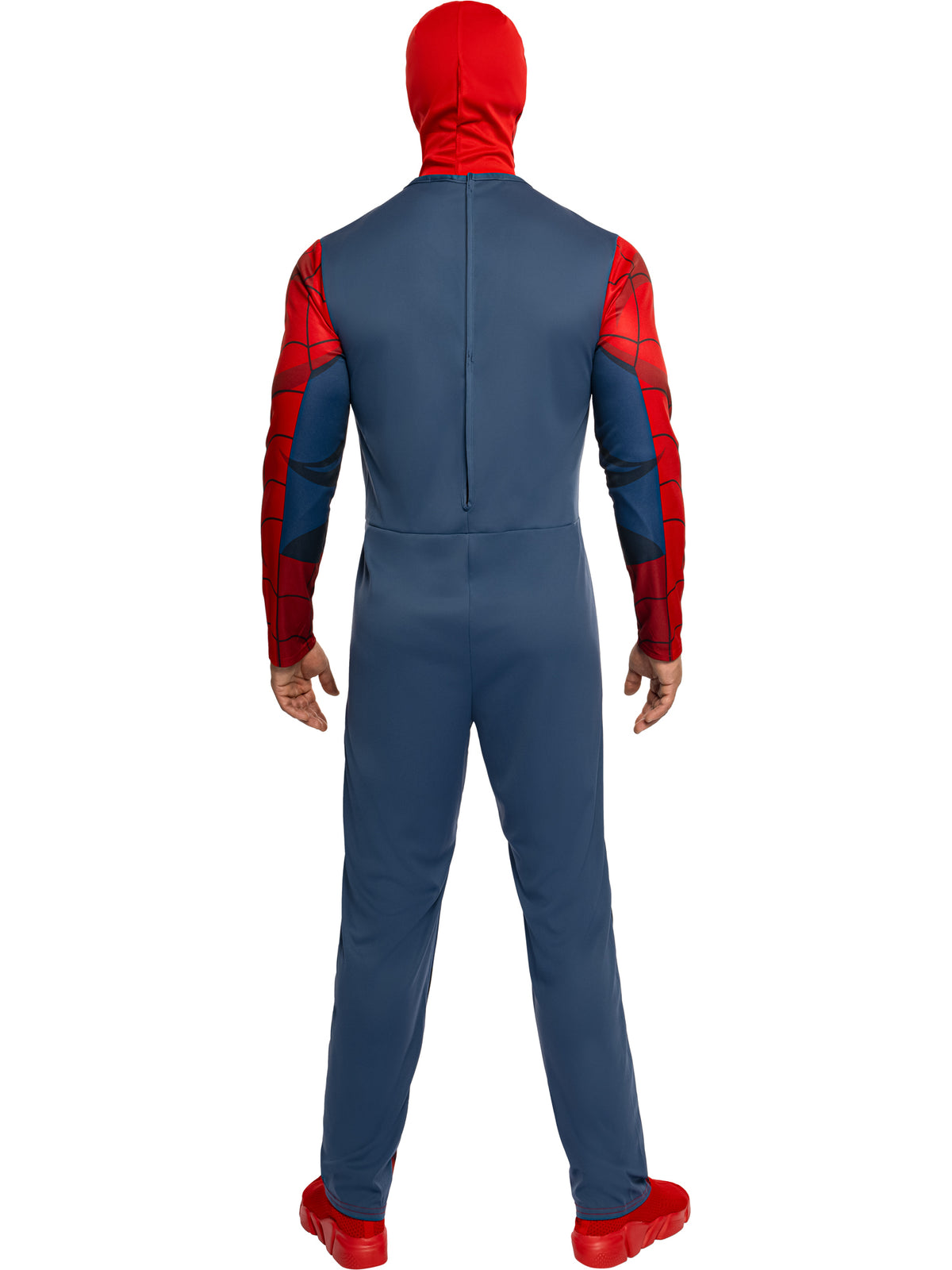 Rubies Spider-Man Kostüm für Herren mit bedrucktem Overall und Snood – Detailansicht