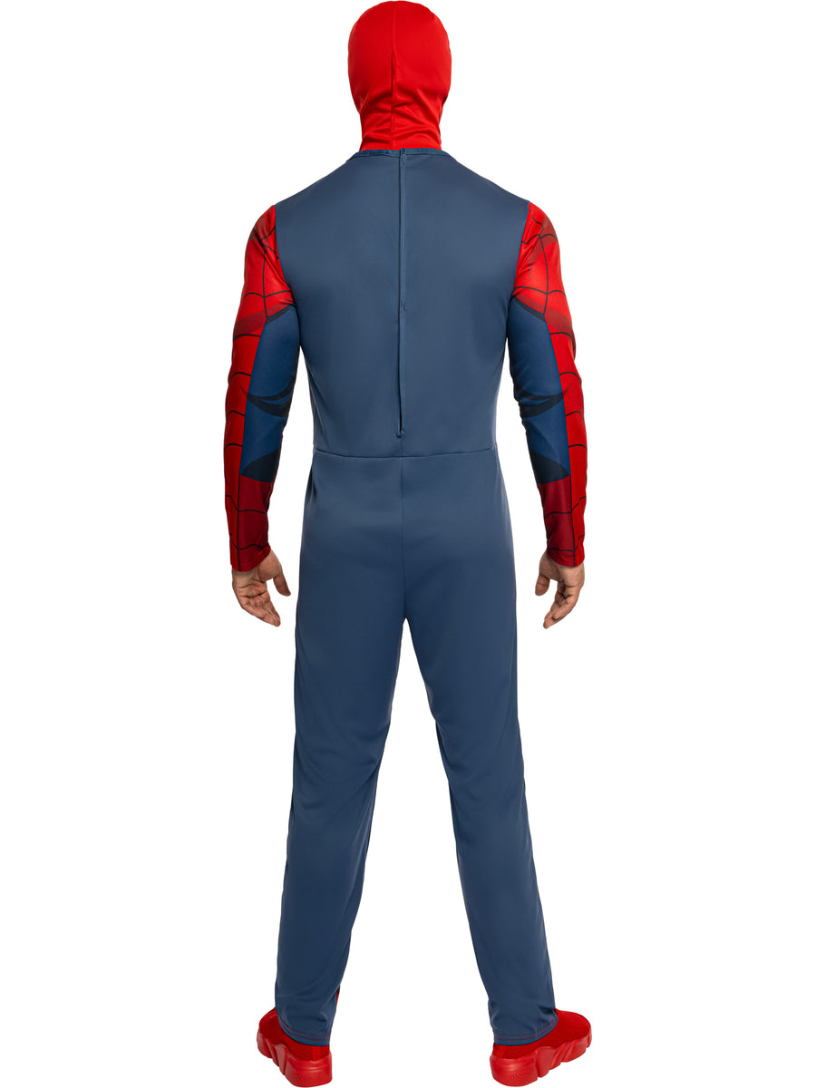 Rubies Spider-Man Kostüm für Herren mit bedrucktem Overall und Snood – Detailansicht