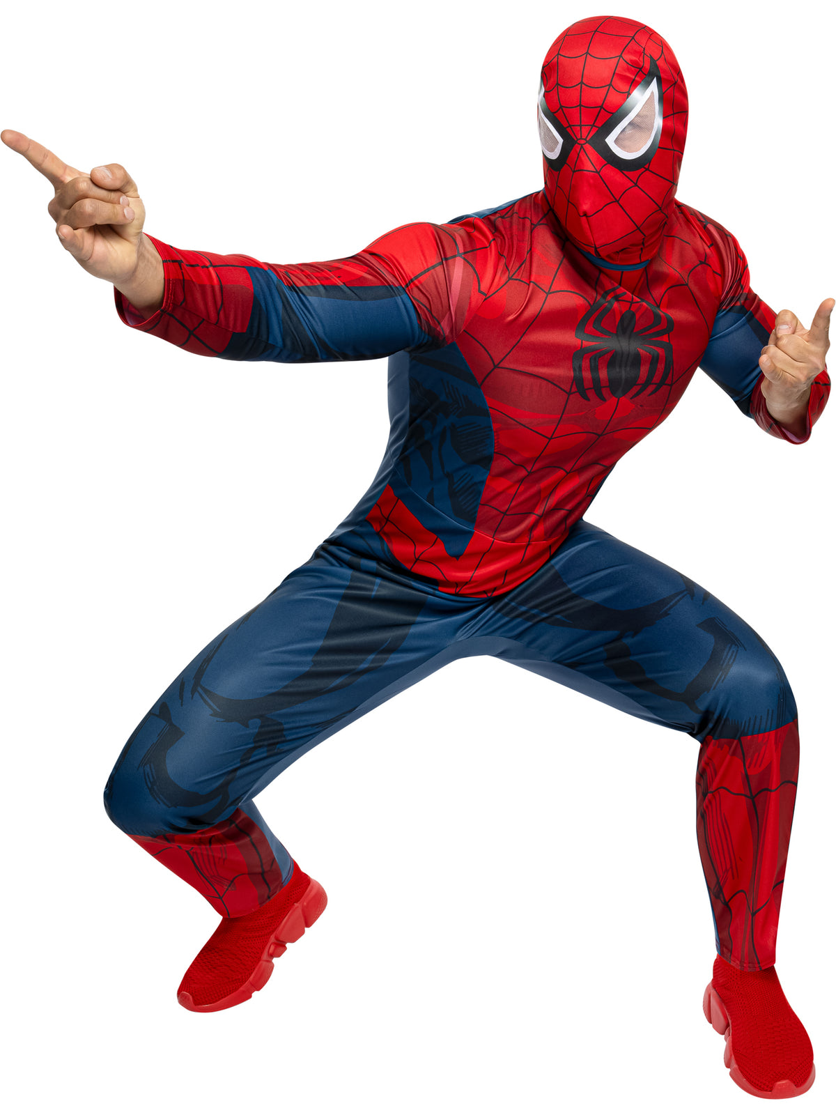 Rubies Spider-Man Kostüm für Herren mit bedrucktem Overall und Snood – Rückansicht