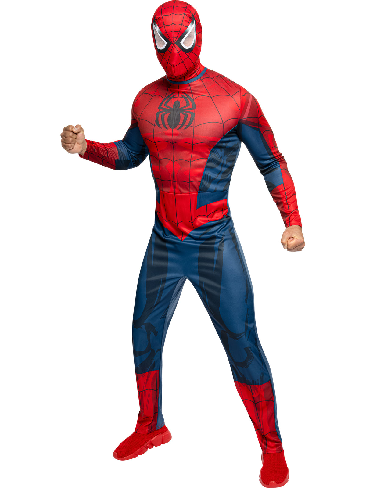 Rubies Spider-Man Kostüm für Herren mit bedrucktem Overall und Snood – Verpackung