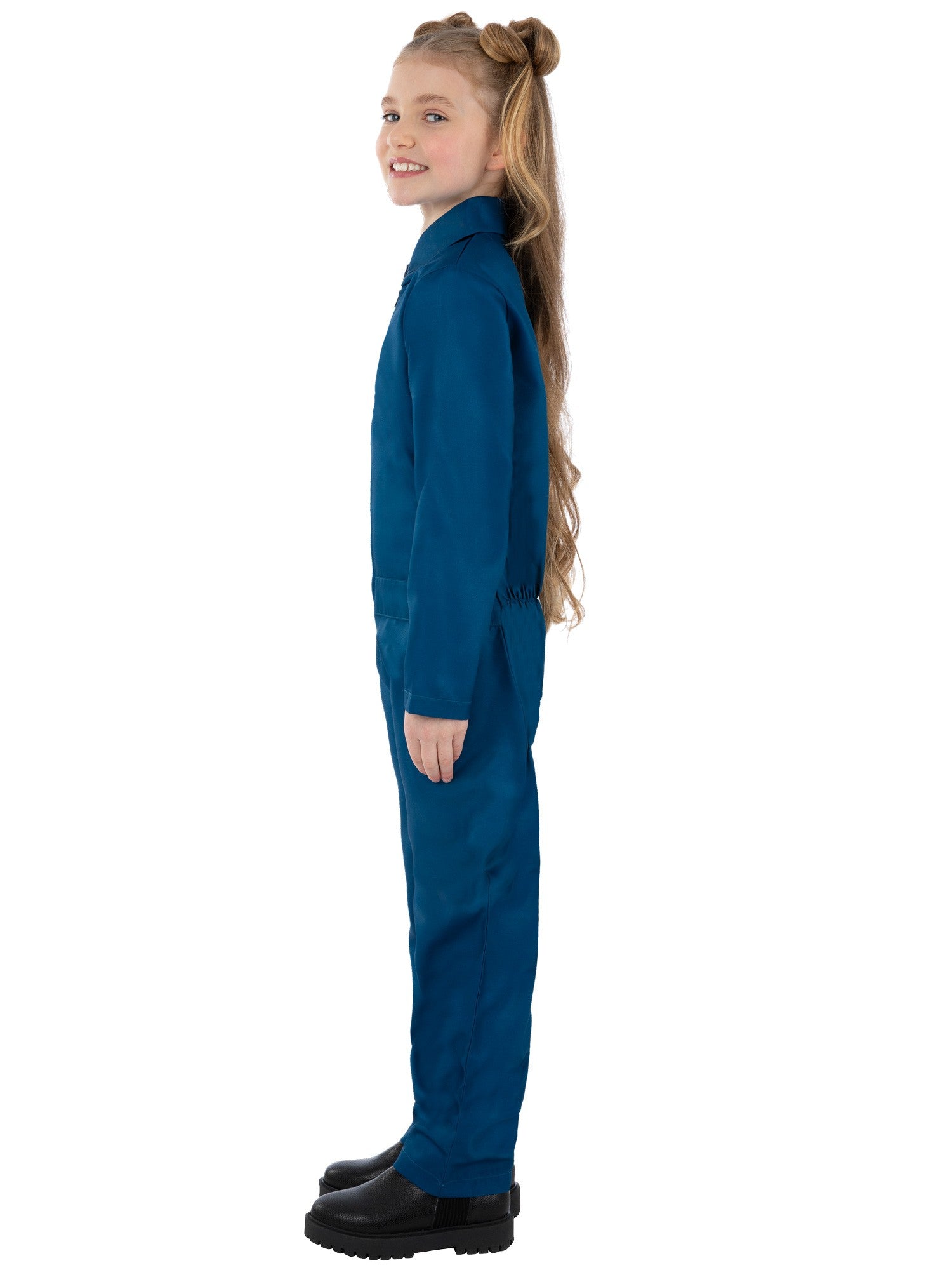 Smiffys Navy Boiler Suit Kostüm für Kinder, navyblauer Unisex-Overall – Seitenansicht