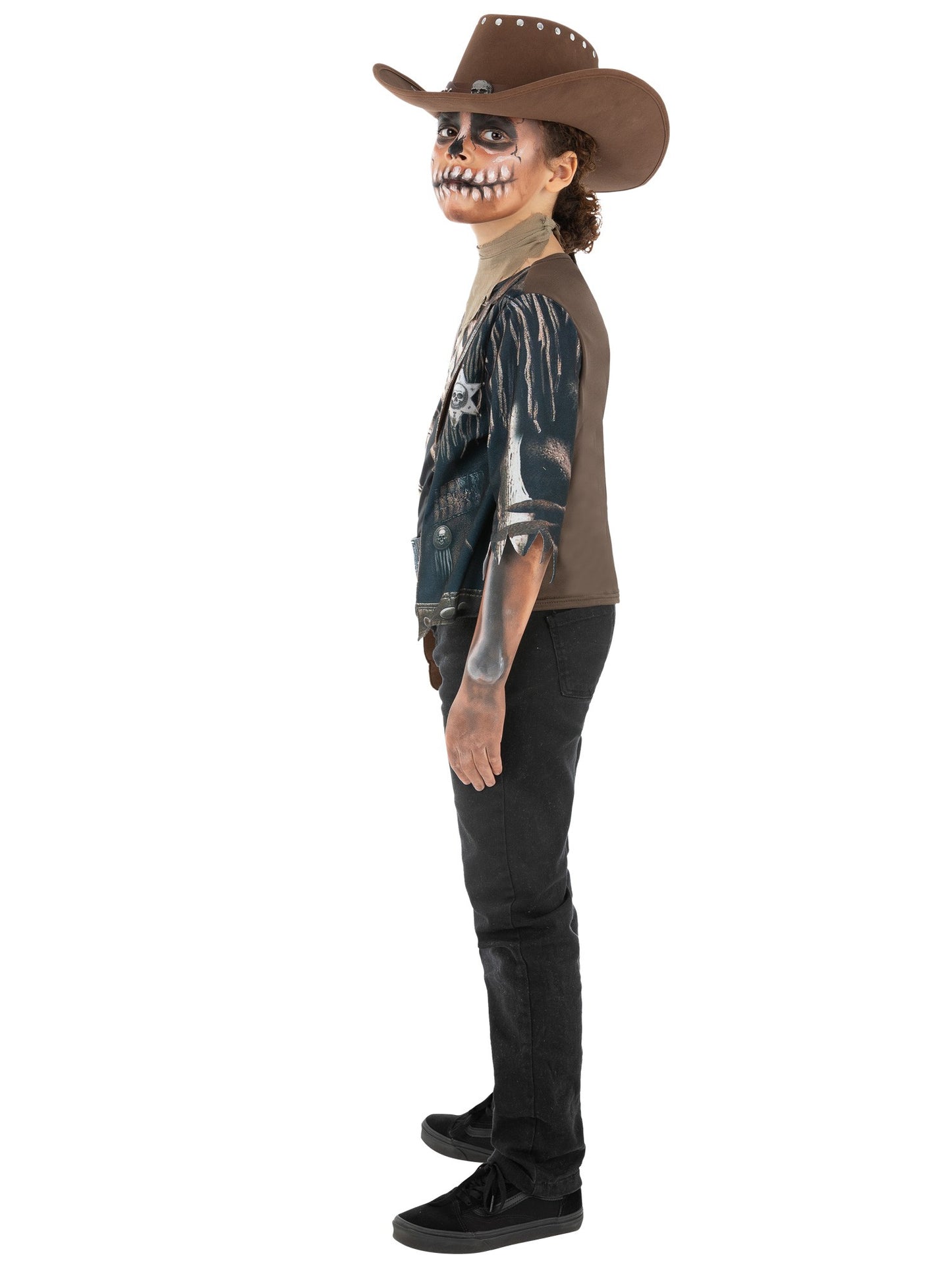 Smiffys Skeleton Cowboy Kostüm für Jungen in Schwarz – Seitenansicht