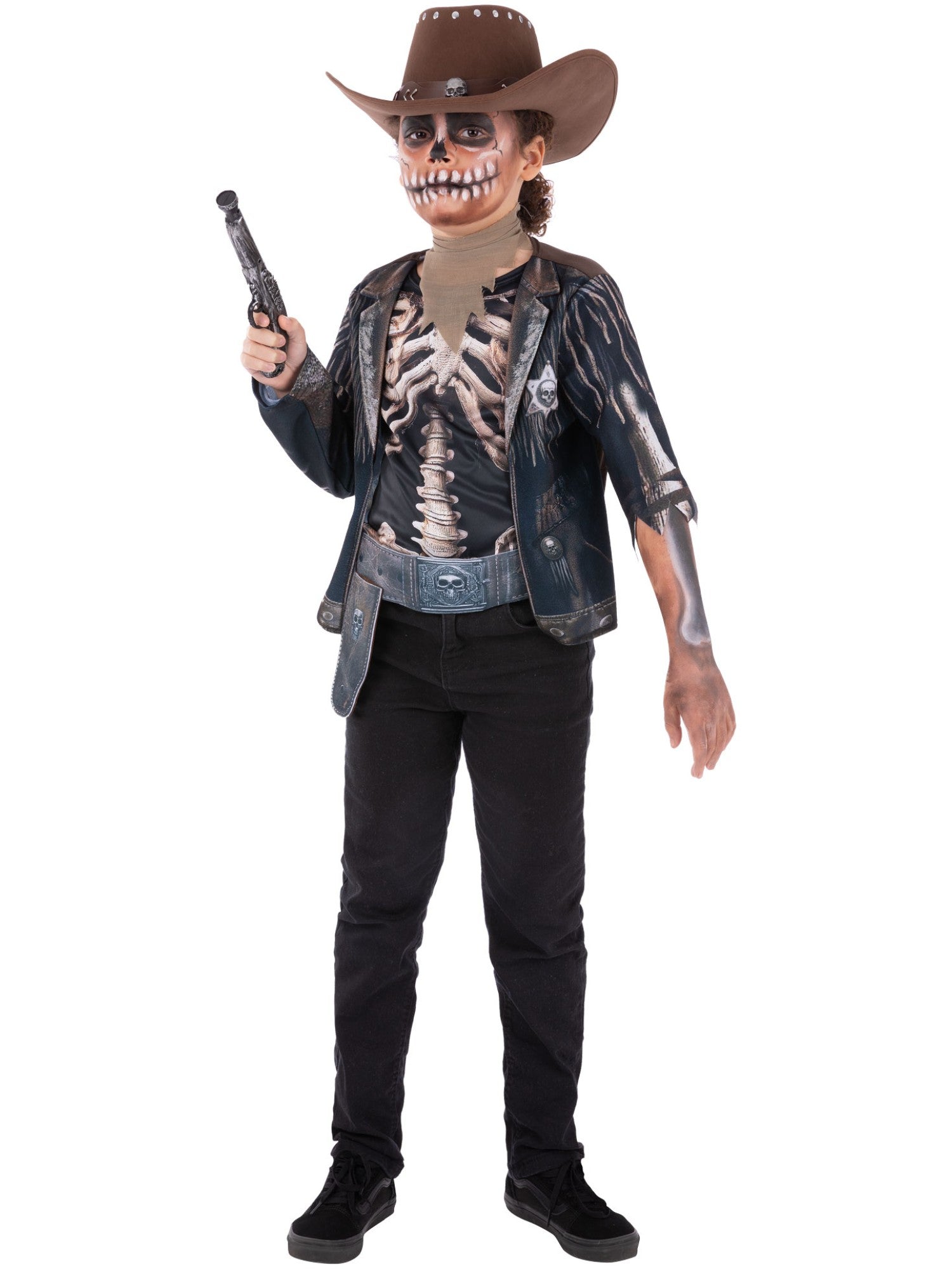 Smiffys Skeleton Cowboy Kostüm für Jungen in Schwarz – Produktansicht