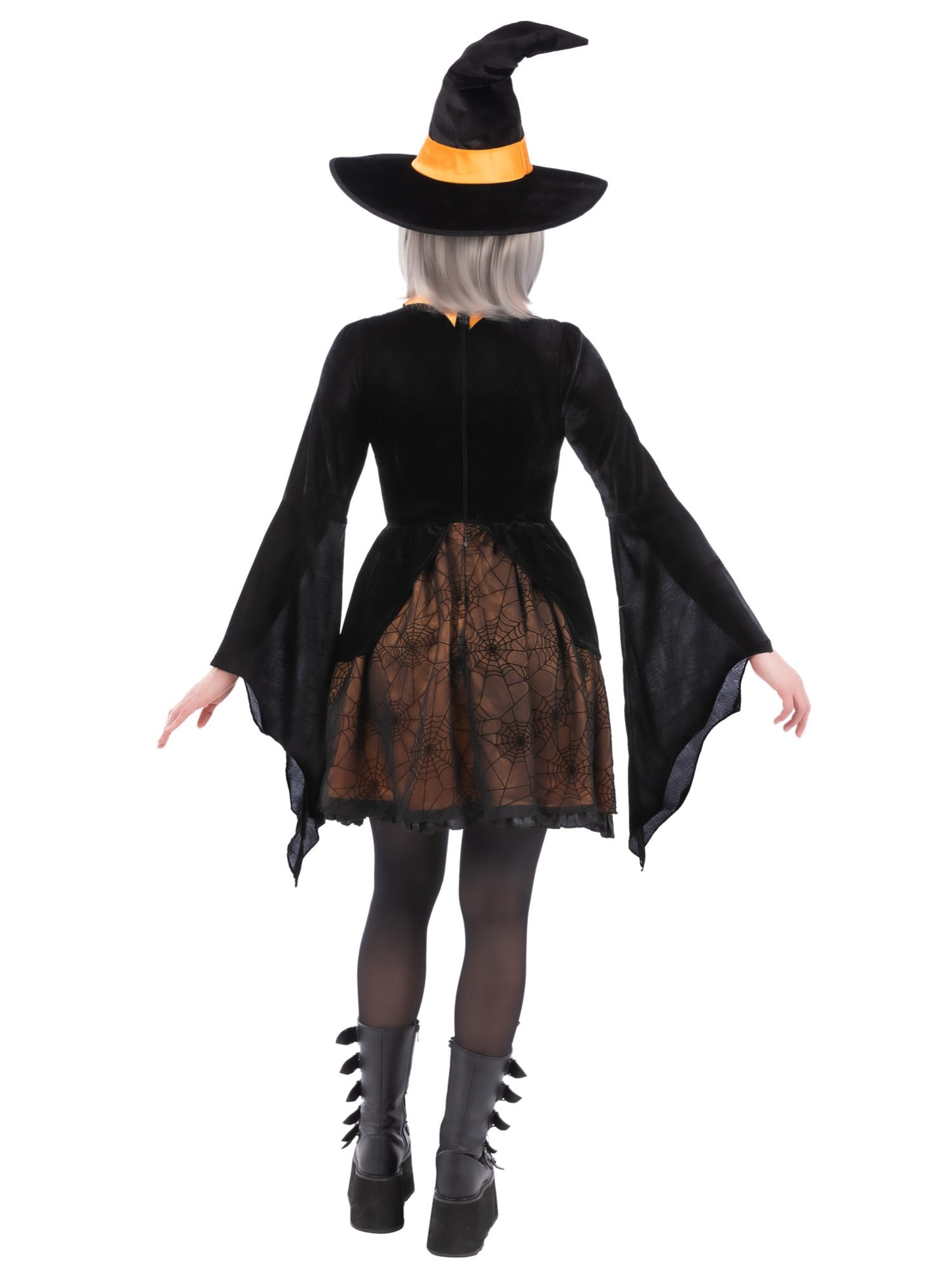 Smiffys Spider Witch Kostüm für Damen in Schwarz mit Kleid und Hut – Detailansicht
