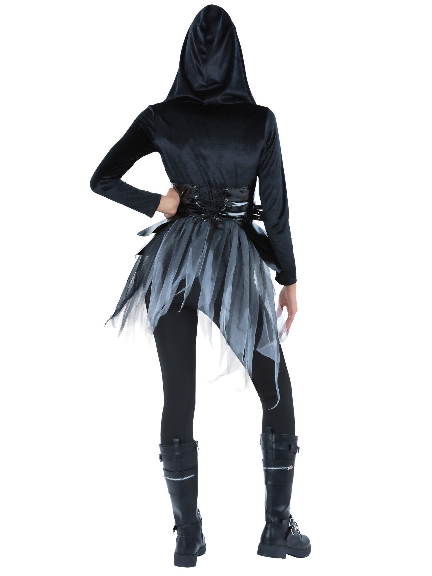 Smiffys Dark Warrior Kostüm für Damen in Schwarz mit Korsett-Detail – Detailansicht