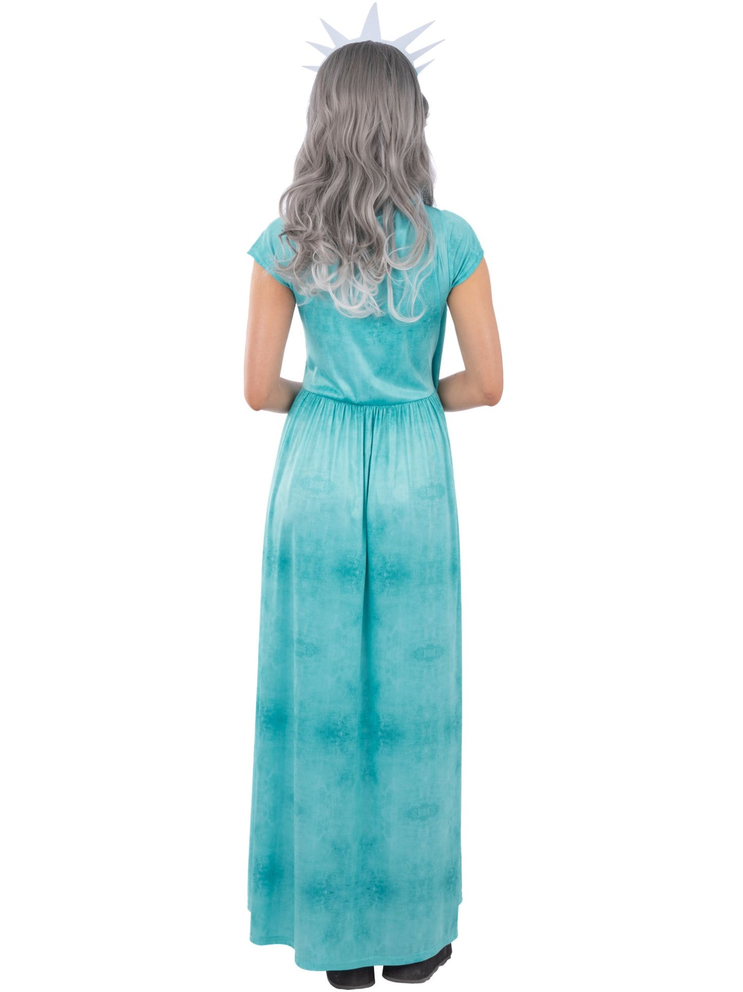 Smiffys Liberty Death Kostüm für Damen in Blau mit Kleid und Headpiece – Detailansicht