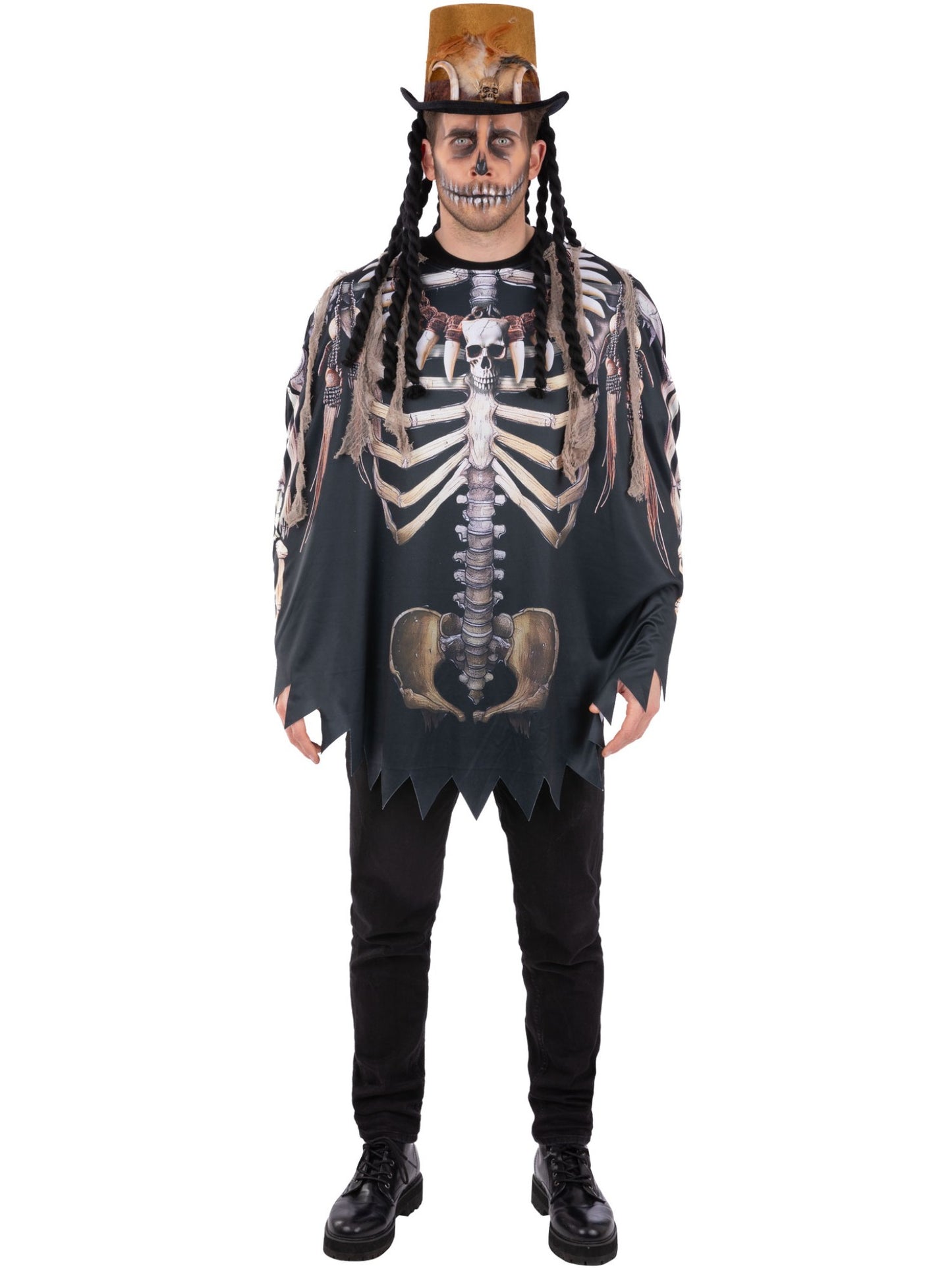 Smiffys Voodoo Witch Doctor Poncho schwarz für Erwachsene