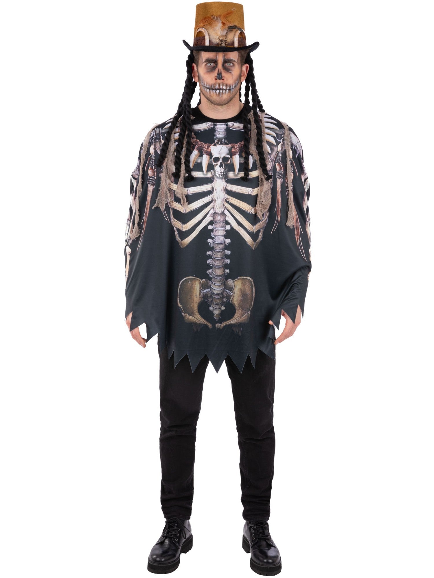 Smiffys Voodoo Witch Doctor Poncho schwarz für Erwachsene