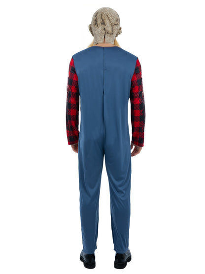 Smiffys Hillbilly Zombie Kostüm für Herren mit Overall und Maske – Detailansicht