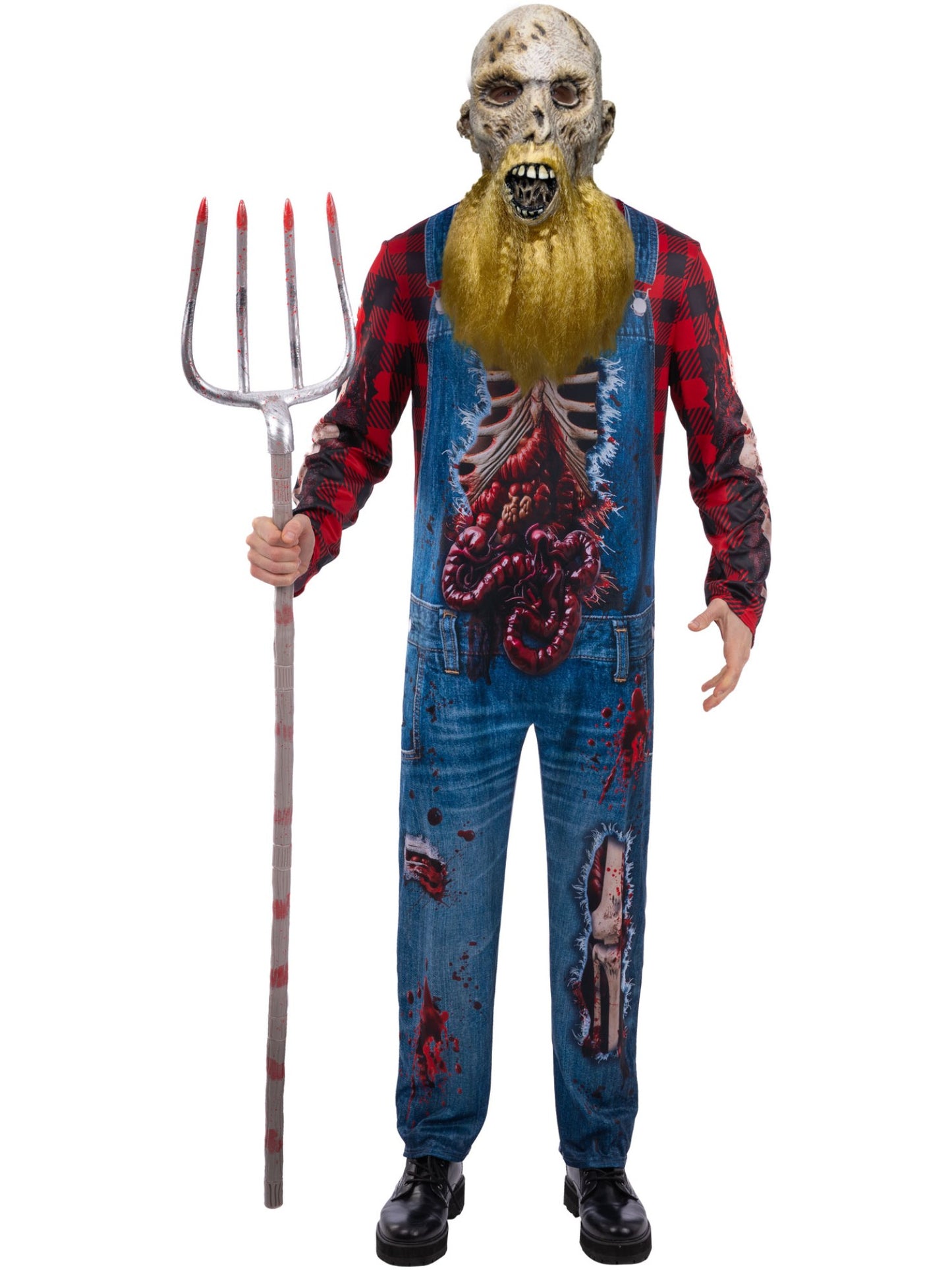 Smiffys Hillbilly-Zombie-Kostüm für Herren mit Overall und Maske – Produktansicht