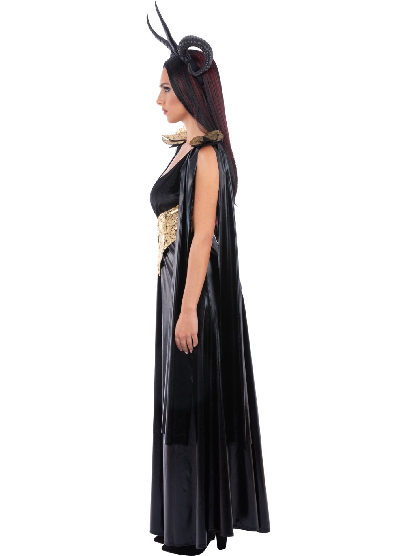 Smiffys Evil Queen Kostüm für Damen in Schwarz – Seitenansicht