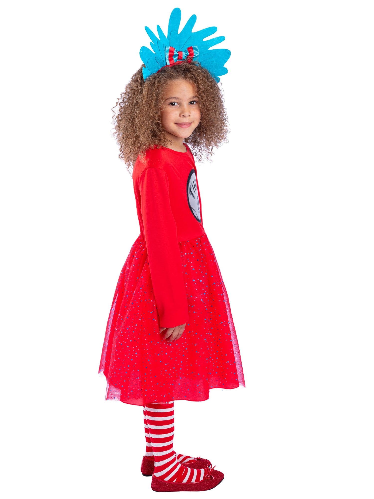 Smiffys Dr. Seuss Cat in the Hat Thing 1 & 2 Kostüm für Kinder in Blau – Seitenansicht