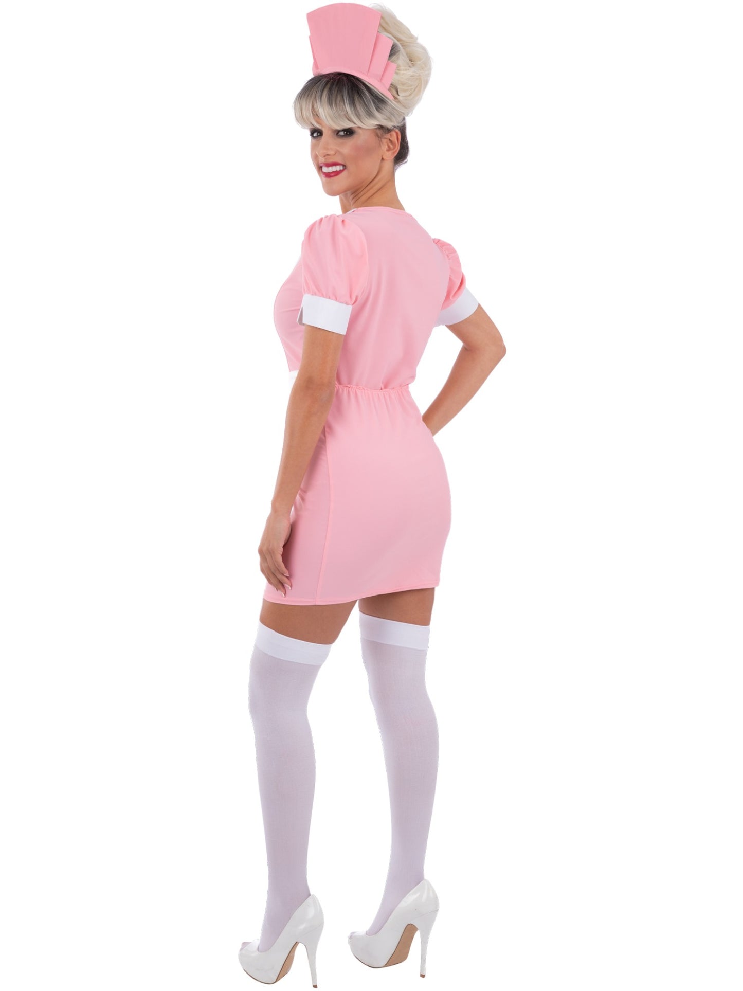 Smiffys 1970s Rocky Horror Usherette Kostüm für Damen in Pink – Detailansicht