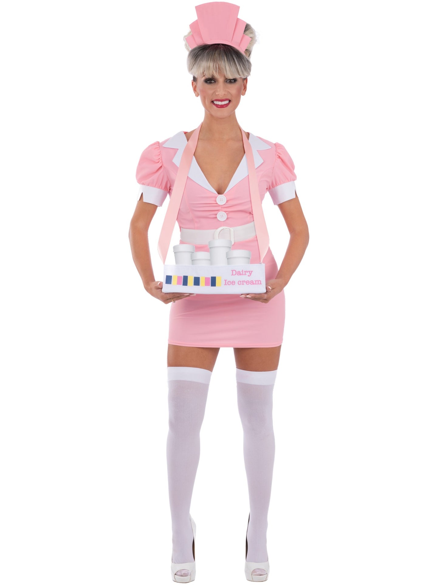 Smiffys 1970s Rocky Horror Usherette Kostüm für Damen in Pink – Produktansicht