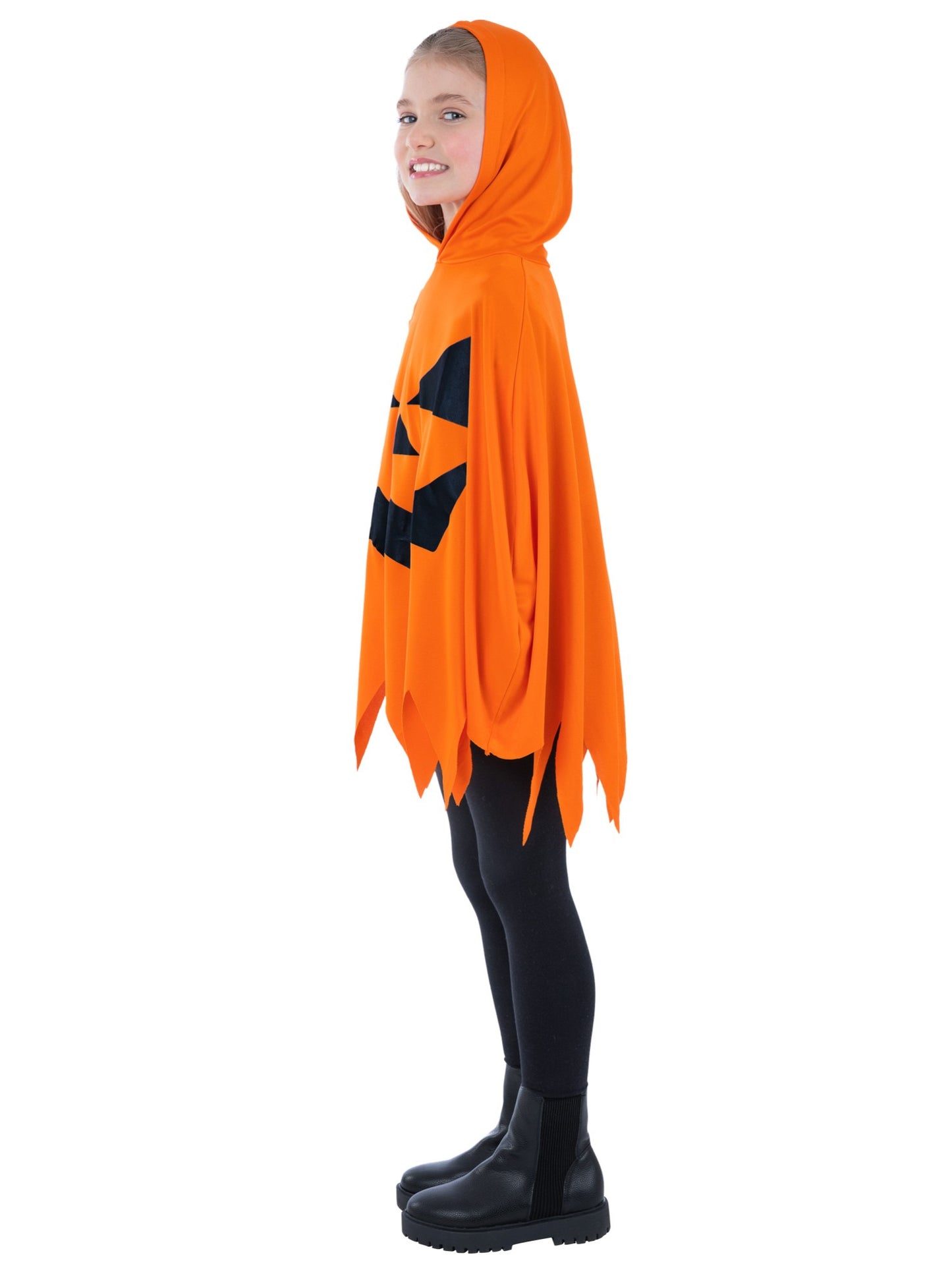 Smiffys Pumpkin Poncho orange Kinderkostüm – Seitenansicht
