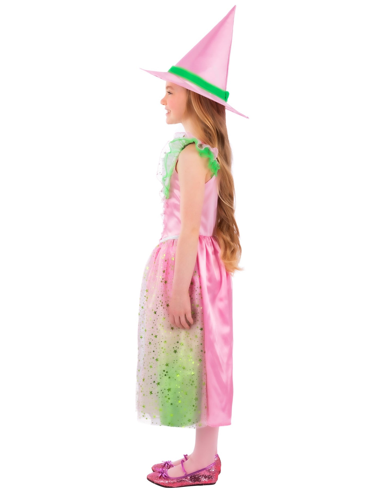 Smiffys Good Witch Kostüm für Mädchen pink mit Kleid und Hut – Seitenansicht