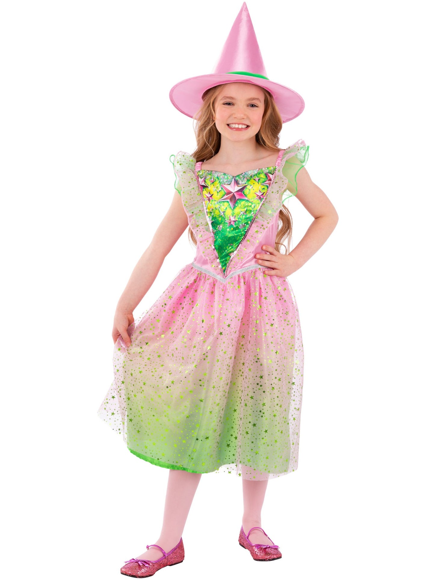 Smiffys Good Witch Kostüm für Mädchen pink mit Kleid und Hut – Produktansicht