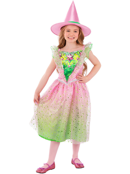 Smiffys Good Witch Kostüm für Mädchen pink mit Kleid und Hut – Produktansicht