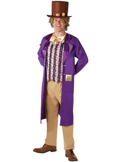 Rubies Willy Wonka Kostüm für Herren mit Jacke, Weste, Fliege und Hut – Produktansicht