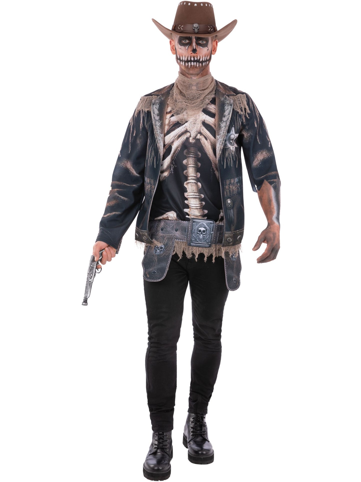 Smiffys Skeleton Outlaw Kostüm für Herren in Schwarz – Produktansicht