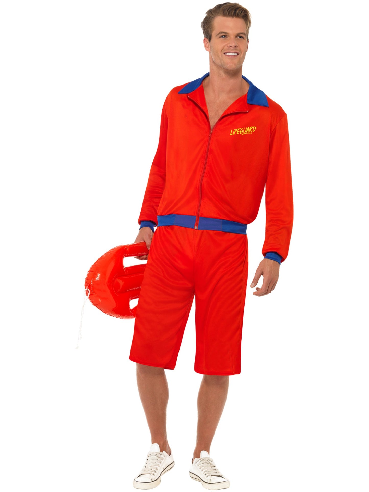 Smiffys Lifeguard-Kostüm für Herren in Blau mit Jacke und langen Shorts – Produktansicht