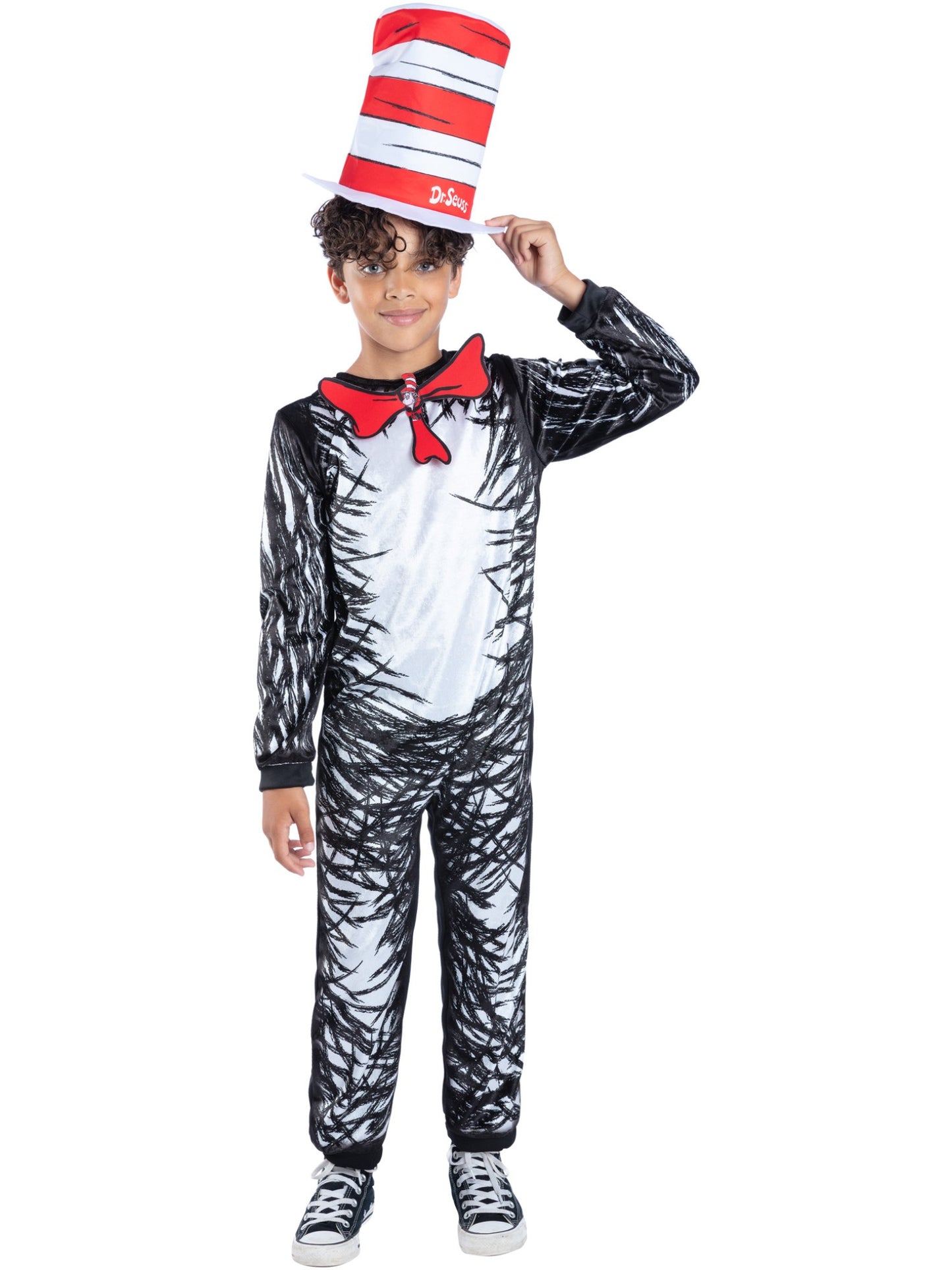 Smiffys Dr. Seuss Cat in the Hat Kostüm für Kinder mit Overall und Hut – Produktansicht