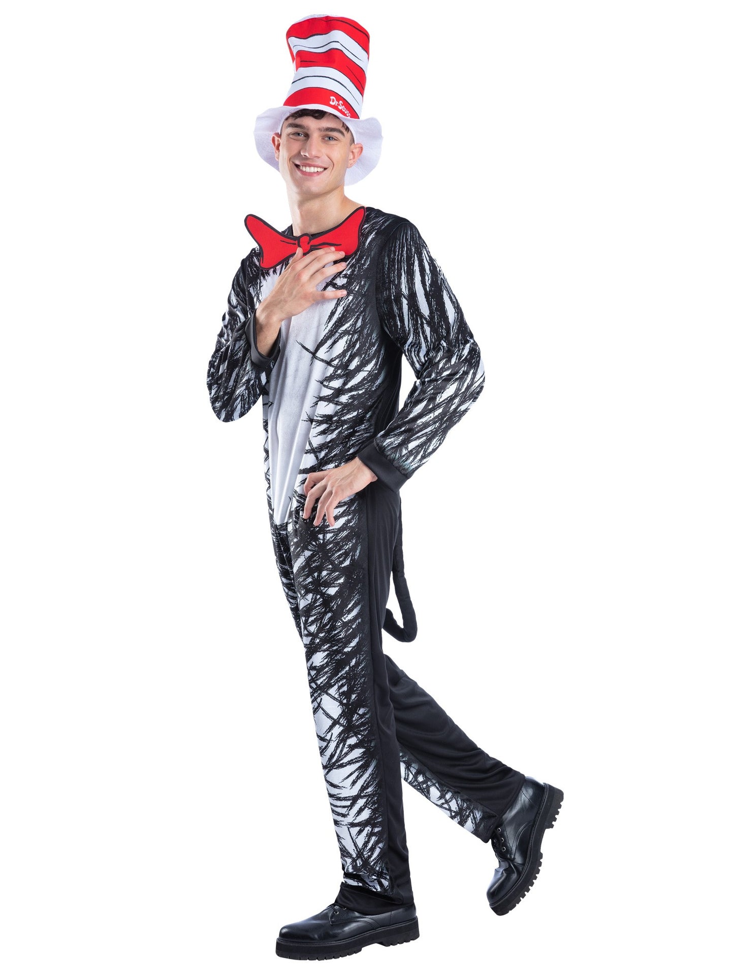 Smiffys Dr. Seuss Cat in the Hat Kostüm mit Overall und Hut für Erwachsene – Seitenansicht