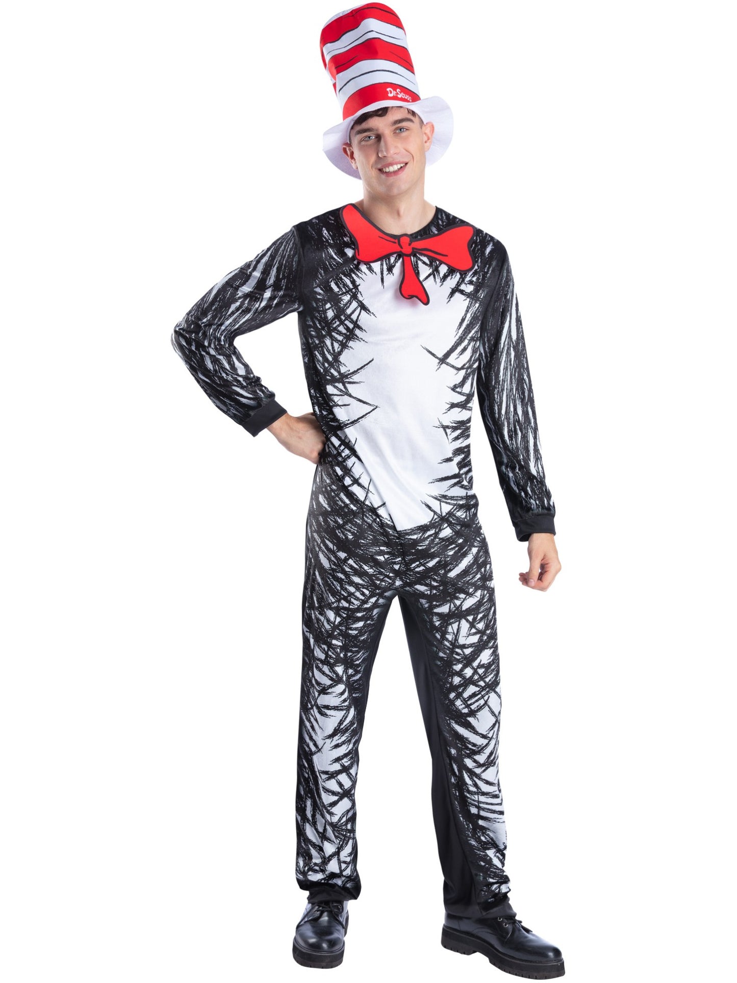 Smiffys Dr. Seuss Cat in the Hat Kostüm mit Overall und Hut für Erwachsene – Produktansicht
