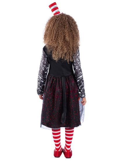 Smiffys Dr Seuss Cat in the Hat Kostüm für Mädchen mit Kleid und Headband – Detailansicht