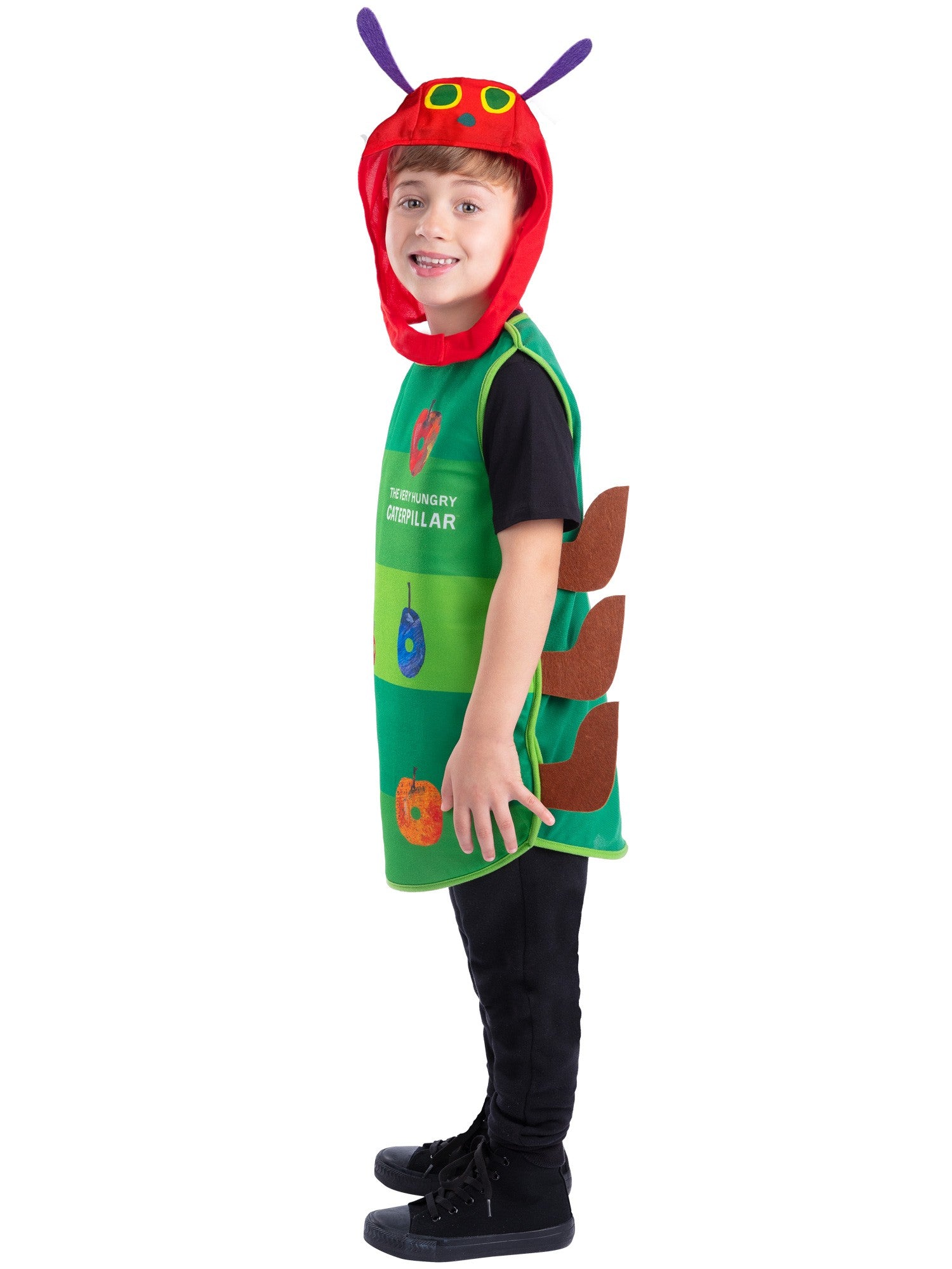 Smiffys The Very Hungry Caterpillar Kinderkostüm mit Tabard und Charakter-Kapuze – Seitenansicht