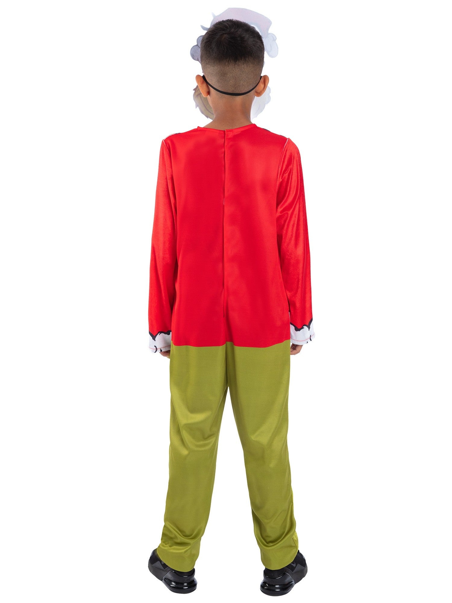 Smiffys Dr. Seuss The Grinch Santa-Kostüm für Kinder, grün, mit Overall und Maske – Detailansicht